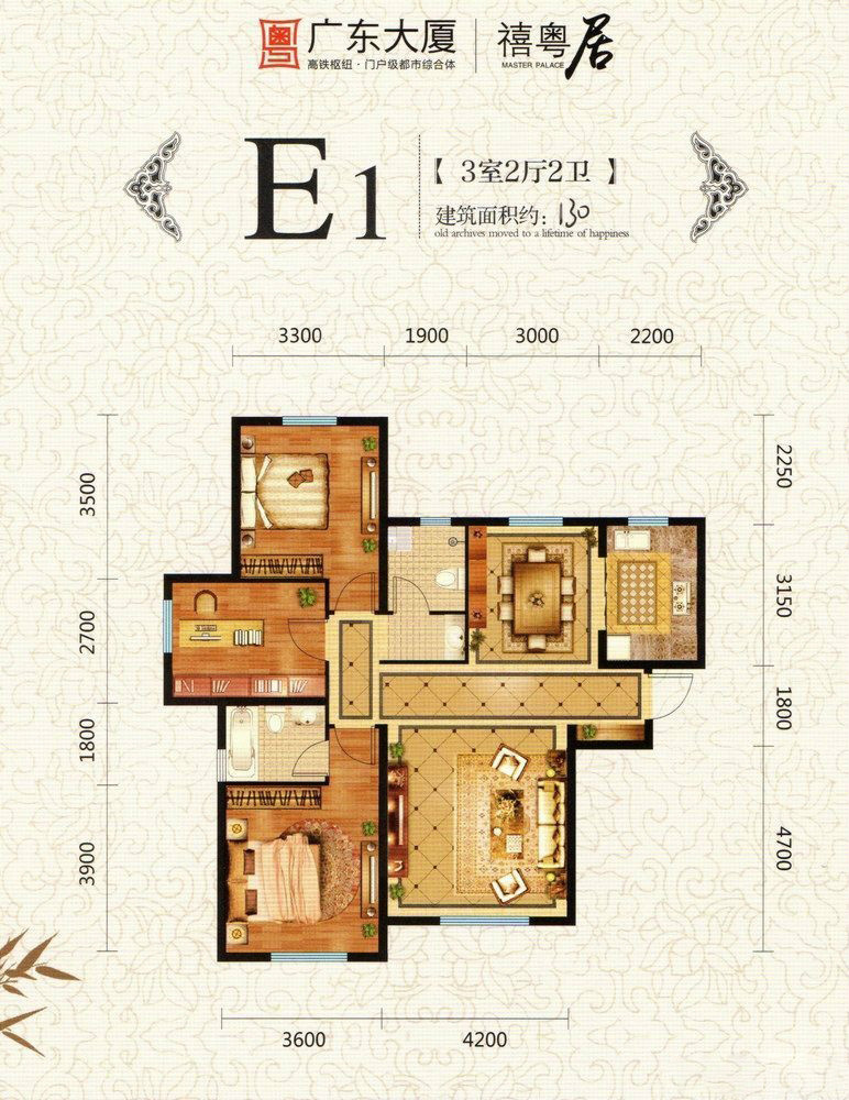 E1：3室2廳2衛(wèi)