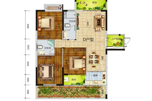 今典花園 D戶型 3室2廳1衛(wèi) 建筑面積約124平.jpg