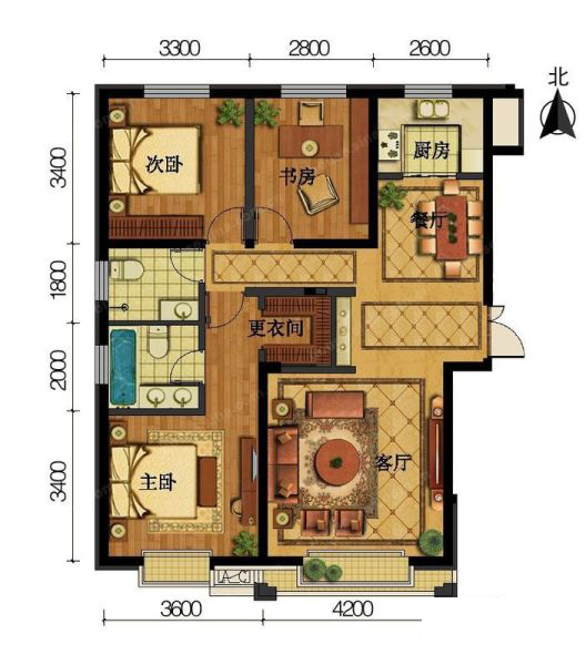 亞歐國(guó)際風(fēng)情街三室兩廳一廚兩衛(wèi)120㎡ 110.4萬(wàn)元-套