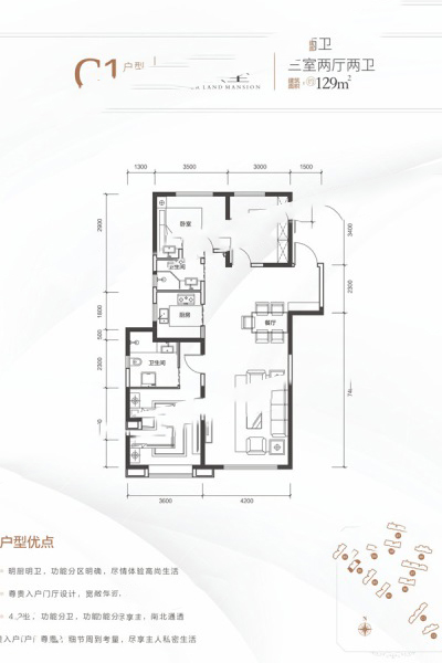 陽(yáng)光城·文瀾公館【霍夫堡】129㎡三室兩廳兩衛(wèi) 135.45萬(wàn)元-套