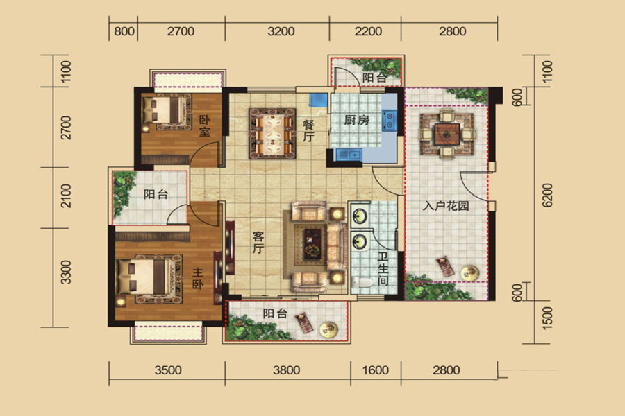 94-101㎡A戶(hù)型 2室2廳1衛(wèi)1廚 89.28萬(wàn)元-套