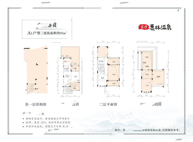 恒大依山海灣A1戶型 95㎡ 2室2廳2衛(wèi)1廚