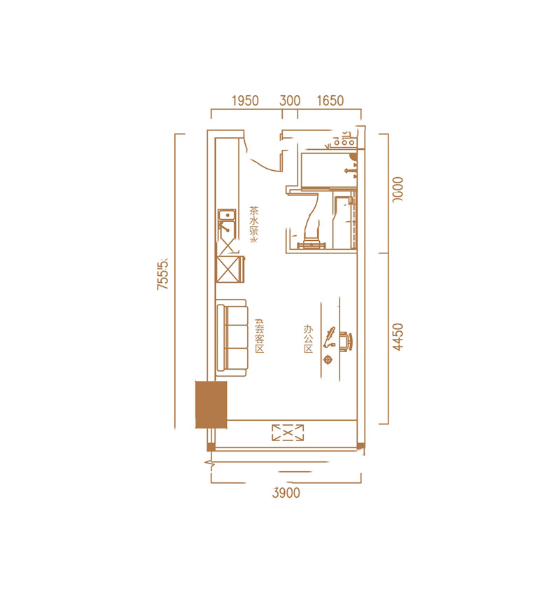 綠地海長流2#A戶型 開間 建面40㎡ 60萬元-套