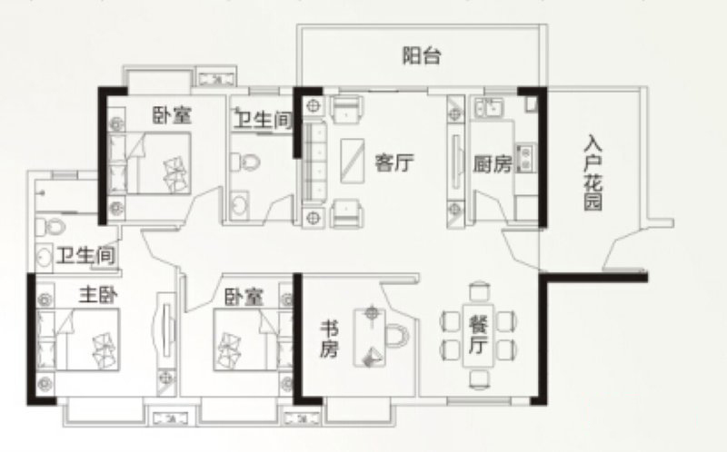 旭日海岸L戶型 2室2廳2衛(wèi)1廚 121.21㎡