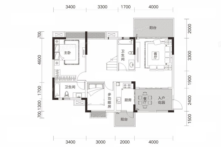 宏新·蜜糖小城D戶型復(fù)式 4室2廳4衛(wèi)1廚 167㎡