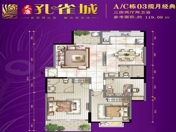 南圣郡天康孔雀城 A/C棟03戶型