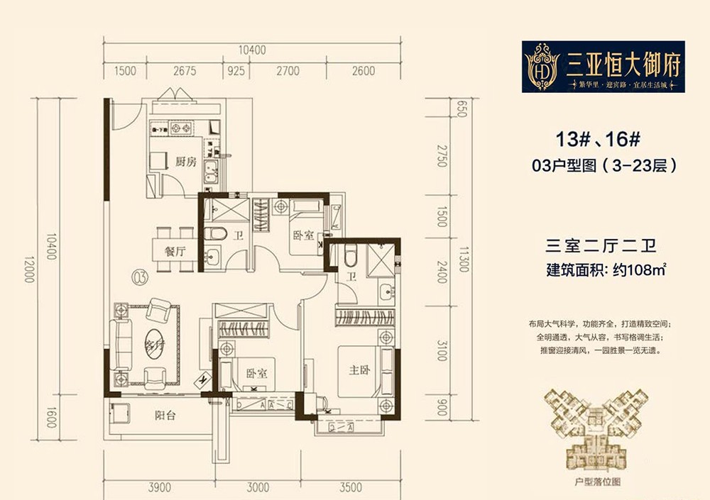 恒大御府恒大御府  13#16#03戶型   108㎡