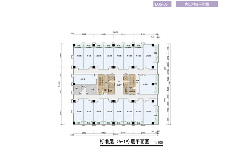 恒福時代中心辦公B標準層平面圖