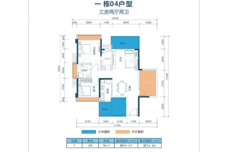 培華雅居一棟04戶型 94.57㎡