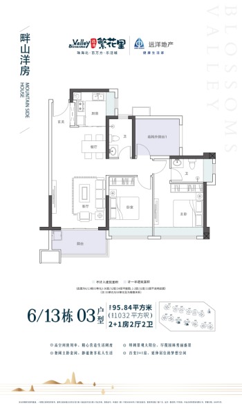 遠(yuǎn)洋繁花里6-13棟03戶型95.84 ㎡