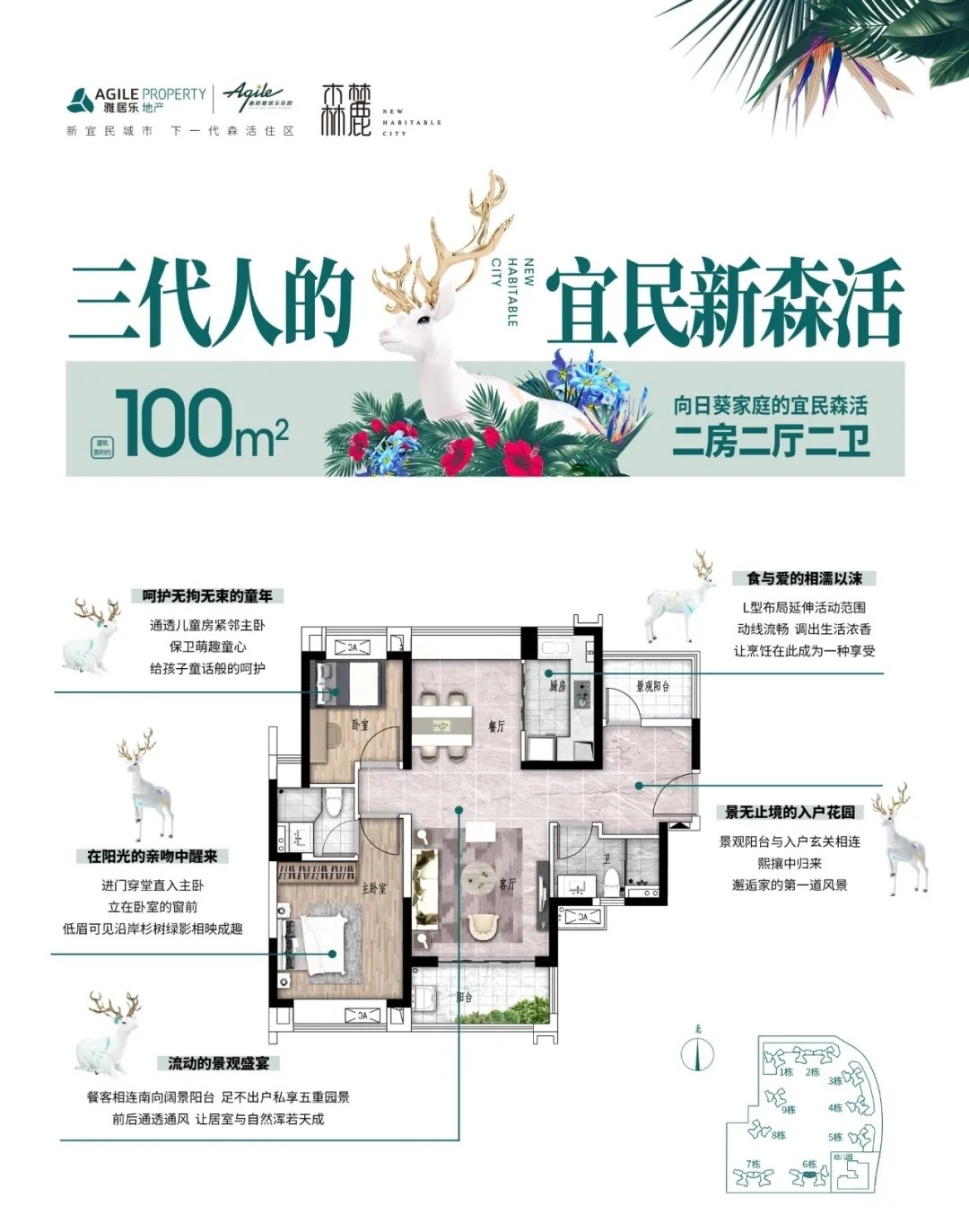 100㎡ 兩房兩廳兩衛(wèi)