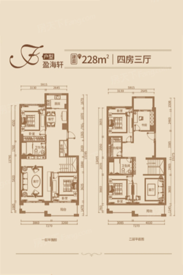 西海岸假日花園F戶型 4室3廳2衛(wèi)1廚 228 ㎡